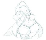  alphys anthro belly bra breasts buckteeth clothed clothing coat eyewear female flustered glasses lab_coat navel non-mammal_breasts overweight overweight_female panties partially_clothed reptile sbshouseofpancakes scalie short_stack small_breasts solo teeth thick_tail thick_thighs topwear undertale underwear video_games wide_hips 