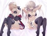  2girls blonde_hair fate/grand_order fate_(series) haishiki jeanne_d&#039;arc_alter long_hair saber_alter short_hair thighhighs 