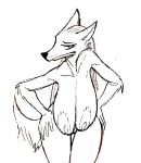  anthro big_breasts breasts canid canine canis female hands_on_hips kaboozey looking_at_viewer mammal mature_female nipples sagging_breasts solo wolf 