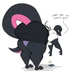  2019 3_toes 4_fingers aimbot-jones anthro barefoot bent_over big_butt bottomwear breasts butt clothed clothing dialogue english_text eyelashes eyewear female fingers glasses half-closed_eyes huge_butt looking_back narrowed_eyes nintendo non-mammal_breasts overweight overweight_female pok&eacute;mon pok&eacute;mon_(species) rear_view reptile salazzle scalie shirt skirt solo standing text thick_tail thick_thighs tight_clothing toes topwear video_games wide_hips 