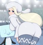  afrobull big_breasts big_butt blush breasts butt clothing eiscue female human mammal melony_(pok&eacute;mon) nintendo pok&eacute;mon pok&eacute;mon_(species) video_games 