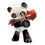 animal_ears bandaid claws digimon digimon_frontier digimon_tales no_humans panda panda_ears pandamon red_eyes scarf solo transparent_background 
