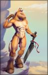  2019 abs anthro equid equine horse male mammal melee_weapon muscular penis solo sword unguligrade_anthro viwrastupr warrior weapon 