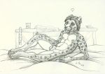  2019 anthro cheetah felid feline graphite_(artwork) hi_res kimeramao male mammal nude traditional_media_(artwork) 