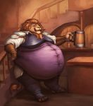  anthro belly big_belly claws clothed clothing detailed_background drunk felid fur holding_object inside leaning lion male mammal mane moobs obese obese_male open_mouth open_smile overweight overweight_male pantherine smile solo straining_buttons substance_intoxication sugarboy tail_tuft tan_body tan_fur tankard teeth tight_clothing toe_claws tuft 