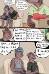  2015 3_toes anthro bottomwear brother brothers clothed clothing comic console controller dialogue digital_media_(artwork) dragon english_text faceless_male game_controller group hat headgear headwear hi_res horn lizardlars male partially_clothed scalie shirt shorts sibling sitting smile speech_bubble text toes topwear tree yellow_eyes 