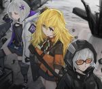  3girls aa-12_(girls_frontline) absurdres artist_request candy commentary_request fabarm_sat-8 food girls_frontline gun highres hood hoodie huge_filesize italian_flag ksg_(girls_frontline) lollipop multiple_girls s.a.t.8_(girls_frontline) shotgun shotgun_shells sunglasses weapon 