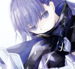 1girl asagi_(kabocha_oukoku) belt character_request closed_mouth dutch_angle fate_(series) purple_eyes purple_hair sketch solo upper_body white_background 