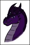  3_eyes blue_eyes dragon eyelashes horn hydra kaiju looking_at_viewer monster multi_eye portrait purple_body purple_skin skianous space_dragon tiamat_(skianous) wyvern 