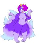  2019 anthro big_breasts big_butt big_tail breasts butt canid canine canis crossgender curvy_figure cute_girl digital_media_(artwork) female fur hair lugio-france lugio_(character) mammal monster nude open_mouth original_characters purple_wolf simple_background solo submissive submissive_boy thick_thighs voluptuous wide_hips wolf 