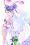  +_+ 1girl :o animal_ears aori_(splatoon) ass back bare_arms bare_shoulders black_hair box breasts bunny_ears bunny_girl bunny_tail bunnysuit contrapposto domino_mask earrings fake_animal_ears fake_tail feet_out_of_frame fishnet_legwear fishnets from_behind fur_collar gift gift_box hand_on_hip highres jewelry leaning_on_object leaning_on_weapon legs long_hair long_legs looking_at_viewer looking_back mask mole mole_under_eye object_on_head open_mouth orange_eyes pantyhose pointy_ears ribbon shoulder_blades sideboob small_breasts solo splatoon_(series) splatoon_1 splattershot_(splatoon) standing sumomo_kpa symbol-shaped_pupils tail tentacle_hair thighs very_long_hair white_earrings wrist_cuffs yellow_eyes zipper_pull_tab 