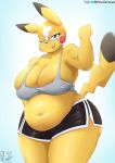  anthro big_breasts breasts clothing cosplay_pikachu_(costume) female mammal nintendo pikachu pikachu_libre pok&eacute;mon pok&eacute;mon_(species) rodent slightly_chubby video_games viejillox 