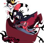  &lt;3 avian bird blitzo_(vivzmind) blush clothed clothing demon duo feathers helluva_boss horn male male/male multi_eye narrowed_eyes owl red_eyes romantic_couple simple_background smile stolas_(vivzmind) watermark white_background 