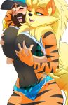  2019 absurd_res anthro anthrofied arcanine arcee_(unicorn_lord) beard big_breasts blush breast_fondling breasts canid canine canis clothed clothing curvaceous curvy_figure digital_media_(artwork) duo embrace facial_hair female fondling fur hair hand_on_breast hi_res huge_breasts human human_on_anthro interspecies long_hair male male/female male_on_anthro mammal nintendo pok&eacute;mon pok&eacute;mon_(species) pok&eacute;morph smile the-unicorn-lord thick_thighs video_games voluptuous 