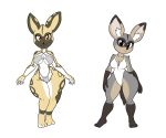  2019 african_wild_dog baikoko_island_(tansau) barefoot bat-eared_fox bikini breasts canid canine cleavage clothed clothing digital_media_(artwork) female frown inner_ear_fluff mammal pose smile solo swimwear tansau thick_thighs tuft 