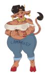  anthro big_breasts bovid bovine breasts cleavage clothed clothing female lamarkey mammal mature_female nipple_outline slightly_chubby thick_thighs 
