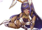  dark_skin fate/grand_order fate_(series) long_hair navel nitocris_(fate/grand_order) purple_eyes purple_hair sakiyamama white 