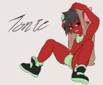  bandanna bulge clothing demon girly humanoid imp jockstrap looking_at_viewer male pinup pose retro_future sneakers solo spread_legs spreading tonic underwear 