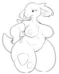  anthro big_breasts black_and_white breasts female inverted_nipples monochrome nidorina nintendo nipples nude onetiredbear pok&eacute;mon pok&eacute;mon_(species) pussy solo thick_thighs video_games 