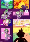  absurd_res arthropod butterfly comic dialogue dragon friendship_is_magic hi_res insect lepidopteran male my_little_pony outside spike_(mlp) whitelie 