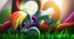  2019 4k absurd_res bodily_fluids digital_media_(artwork) equid equine feathered_wings feathers female feral friendship_is_magic fur genital_fluids hair hi_res mammal my_little_pony open_mouth pterippus rainbow_dash_(mlp) solo tentacles twilightchroma wings 