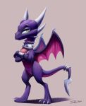  2019 3_toes activision anthro cynder digital_media_(artwork) dragon female fingers green_eyes horn membrane_(anatomy) membranous_wings scalie solo spyro_the_dragon toes tsitra360 video_games western_dragon wings 