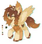  2019 braided_hair brown_hair brown_hooves equid equine eyebrows eyelashes feathered_wings feathers female feral fur green_eyes hair hioshiru hooves mammal model_sheet pterippus solo tan_body tan_fur wings 