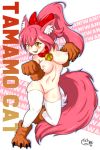  2019 4_toes 5_fingers animal_humanoid bell berserker_tamamo_cat blush bow_tie breasts butt canid canid_humanoid canine canine_humanoid caster_tamamo-no-mae clothing collar cute_fangs fate_(series) fingers fluffy fluffy_tail fox_humanoid fur glistening glistening_body glistening_skin hair hi_res humanoid inner_ear_fluff legwear mammal mammal_humanoid mostly_nude navel nipples open_mouth paw_pose pink_body pink_fur pink_hair poethewondercat pose pussy signature thigh_highs toes tuft white_body white_fur yellow_eyes 