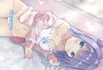  anthropomorphism blue_eyes flowers long_hair navel open_shirt original panties purple_hair saeki_sora underwear waifu2x 