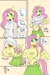  absurd_res anthro big_breasts bottomwear breasts clothed clothing collar comic dialogue equid equine female fluttershy_(mlp) friendship_is_magic hi_res huge_breasts mammal my_little_pony nipple_piercing nipples panties piercing pterippus scarfyace skirt topless underwear undressing wings 