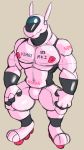  2017 anthro biped bulge daftpatriot digital_media_(artwork) lagomorph machine male mammal muscular muscular_male nipples robot rollerskates simple_background solo standing 