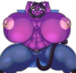  2019 absurd_res anthro areola belt big_breasts bottomwear breasts choker clothed clothing collar curvy_figure digital_media_(artwork) domestic_cat felid feline felis female fur green_eyes hair hi_res huge_breasts hyper hyper_breasts jeans jewelry lanie_bannister_(lildredre) limitedvision looking_at_viewer mammal navel navel_piercing necklace nipple_piercing nipple_ring nipples open_mouth pants piercing simple_background smile solo thick_thighs tongue topless voluptuous wide_hips 