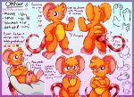  2019 3_fingers 4_fingers absurd_res blush collar crossed_arms english_text fingers front_view fur hi_res lgbt_pride looking_at_viewer mammal model_sheet mouse murid murine ohfour ohfourmouse orange_body orange_fur pride_colors rear_view rodent solo tail_stripes text tongue tongue_out yellow_body yellow_fur 