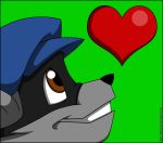  &lt;3 2019 ambiguous_gender anthro brown_eyes canid canine clothed clothing fur green_background grey_body grey_fur hat headgear headwear mammal mask procyonid raccoon simple_background sly_cooper sly_cooper_(series) smile solo sony_corporation sony_interactive_entertainment sucker_punch_productions verona7881 video_games 