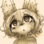  2019 ambiguous_gender anthro bust_portrait fur hair looking_up mammal monochrome open_mouth portrait sepia short_hair sirahtama solo young 