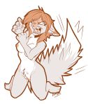  2019 5_fingers anthro areola breasts canid canine digital_media_(artwork) female fingers fox furkinghell hair kneeling mammal nipples open_mouth orange_hair solo teeth toes tongue 