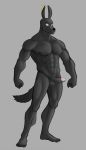  anubis balls canid canine canis deity egyptian_mythology jackal jojos_bizzar_adventure male mammal middle_eastern_mythology muscular mythology penis solo standing zetsubouironfang 