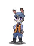  alpha_channel anthro clothed clothing dipstick_ears disney fully_clothed judy_hopps lagomorph leporid mammal multicolored_ears pink_nose purple_eyes rabbit roxandasher scut_tail simple_background smile solo standing toeless_legwear transparent_background zootopia 