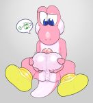  2019 absurd_res ball_growth balls balls_expansion big_balls digital_media_(artwork) growth hi_res huge_balls humanoid_penis kc_tulip male mario_bros multicolored_body nintendo penis pink_body pink_skin pink_yoshi reptile scalie simple_background solo speech_bubble two_tone_body video_games yoshi 