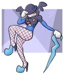  2019 anthro black_lipstick bowler_hat breasts cane clothed clothing dancing digital_drawing_(artwork) digital_media_(artwork) eyelashes female fishnet fishnet_legwear footwear fully_clothed hair handwear hat headgear headwear high_heels legwear leotard lipstick makeup mdjoe mittens mr._rime nintendo not_furry pok&eacute;mon pok&eacute;mon_(species) shoes simple_background smile solo video_games yellow_eyes 