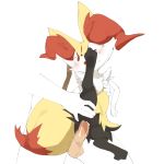  1:1 anal anal_penetration anthro anthro_penetrated balls black_body black_fur bodily_fluids braixen cheek_tuft cum cum_in_ass cum_inside cum_on_penis duo erection facial_tuft female female_penetrated fur genital_fluids human human_on_anthro human_penetrating human_penetrating_anthro humanoid_penis inner_ear_fluff interspecies male male/female male_penetrating male_penetrating_female mammal multicolored_body multicolored_fur nintendo penetration penis pok&eacute;mon pok&eacute;mon_(species) pussy red_body red_eyes red_fur sex simple_background solo_focus tuft video_games white_background white_body white_fur yellow_body yellow_fur youjomodoki 