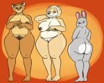  alpha_and_omega anthro anthrofied belly big_breasts big_butt bonnie_hopps breasts butt canid canine canis disney dreamworks eve_(alpha_and_omega) felid female florence_the_lioness fur grey_body grey_fur hi_res lagomorph leporid lion madagascar_(series) mammal mature_female nipples oystercatcher7 pantherine pubes pussy rabbit simple_background slightly_chubby thick_thighs wolf yellow_body yellow_fur zootopia 