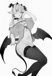  grain horns monochrome pointy_ears thighhighs wings 