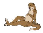  anthro coyzoi lutrine male male_pregnancy mammal mustelid nude plantigrade pregnant simple_background sitting thick_tail 