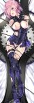  armor bondage breasts fate/grand_order garter kobayashi_chisato leotard mash_kyrielight nipples no_bra nopan thighhighs torn_clothes wardrobe_malfunction 