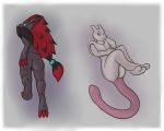  2016 5:4 anthro balls barely_visible_balls barely_visible_genitalia biped butt canid canine digital_media_(artwork) drascotty duo legendary_pok&eacute;mon looking_at_viewer male mammal mewtwo nintendo nude pok&eacute;mon pok&eacute;mon_(species) presenting simple_background smile video_games zoroark 