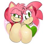  amy_rose anthro anthro_on_anthro big_breasts breast_squish breasts breasts_frottage duo eulipotyphlan female female/female green_eyes hedgehog hi_res looking_at_viewer mammal ota_(artist) selfcest sonic_the_hedgehog_(series) square_crossover squish 