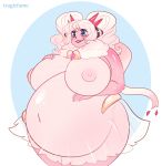  anthro belly big_belly big_breasts blush breasts curvy_figure female hand_on_stomach pregnant solo thick_thighs tragicfame voluptuous 