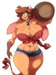  2019 abs alpha_channel anthro barrel big_breasts bottomwear bovid bovine braided_hair breasts brown_body brown_fur brown_hair chalo clothed clothing curvy_figure female fur green_eyes hair horn hotpants huge_breasts las_lindas long_hair mammal mora_linda muscular muscular_female open_mouth shorts simple_background solo standing thick_thighs transparent_background voluptuous webcomic wide_hips 