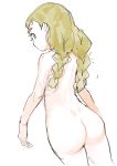  1girl absurdres ass back character_request from_behind highres hisaki long_hair nude precure sideways_glance simple_background solo tagme white_background yellow_eyes 